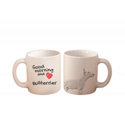 Bull Terrier - une tasse avec un chien. "Good morning and love". De haute qualité tasse en céramique.