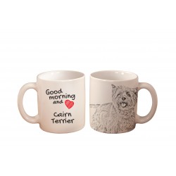 Cairn Terrier - kubek z wizerunkiem psa i napisem "Good morning and love...". Wysokiej jakości kubek ceramiczny.
