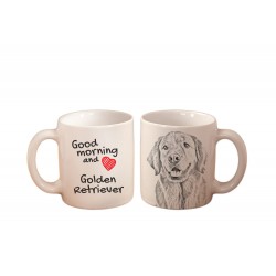 Golden Retriever - ein Becher mit einem Hund. "Good morning and love ...". Hochwertige Keramik überfallen.