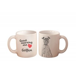 Griffon - ein Becher mit einem Hund. "Good morning and love ...". Hochwertige Keramik überfallen.