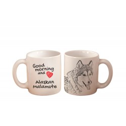 Alaskan malamute - una tazza con un cane. "Good morning and love ...". Di alta qualità tazza di ceramica.