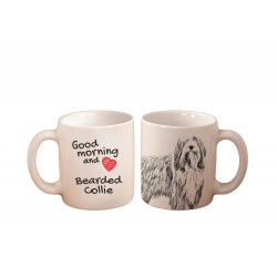 Bearded Collie - une tasse avec un chien. "Good morning and love". De haute qualité tasse en céramique.
