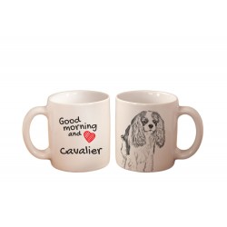 Cavalier - kubek z wizerunkiem psa i napisem "Good morning and love...". Wysokiej jakości kubek ceramiczny.