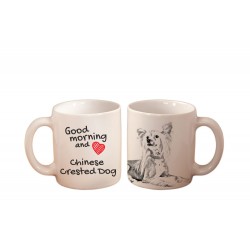 Grzywacz Chiński - kubek z wizerunkiem psa i napisem "Good morning and love...". Wysokiej jakości kubek ceramiczny.
