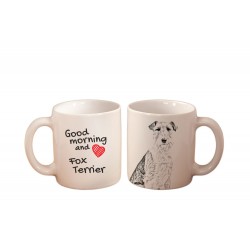 Fox Terrier - a mug with a dog. "Good morning and love ...". High quality ceramic mug.