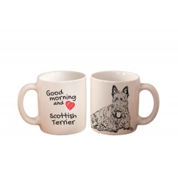 Scottish Terrier - a mug with a dog. "Good morning and love ...". High quality ceramic mug.
