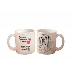 Mastín español- una taza con un perro. "Good morning and love...". Alta calidad taza de cerámica.
