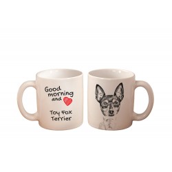 American Toy Terrier - une tasse avec un chien. "Good morning and love". De haute qualité tasse en céramique.