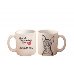 Petit chien russe - une tasse avec un chien. "Good morning and love". De haute qualité tasse en céramique.