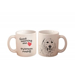 Mastino dei Pirenei - una tazza con un cane. "Good morning and love ...". Di alta qualità tazza di ceramica.
