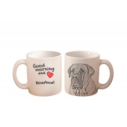 Boerboel - kubek z wizerunkiem psa i napisem "Good morning and love...". Wysokiej jakości kubek ceramiczny.