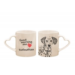 Dalmatiner - ein Herz - Becher mit einem Hund. "Good morning and love ...". Hochwertige Keramik überfallen.