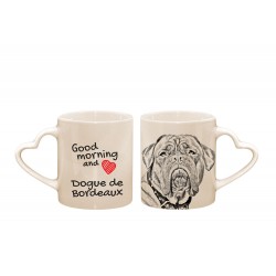 Mastif francuski - kubek serce z wizerunkiem psa i napisem "Good morning and love...". Wysokiej jakości kubek ceramiczny.