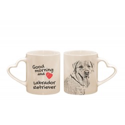 Labrador Retriever - una tazza corazón con un cane. "Good morning and love ...". Di alta qualità tazza di ceramica.