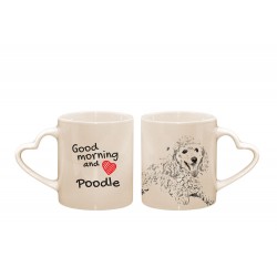 Poodle - a heart mug with a dog. "Good morning and love ...". High quality ceramic mug.
