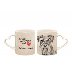 Schnauzer - une cœur tasse avec un chien. "Good morning and love". De haute qualité tasse en céramique.