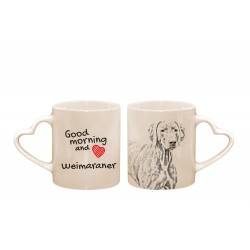 Braque de Weimar  - une cœur tasse avec un chien. "Good morning and love". De haute qualité tasse en céramique.