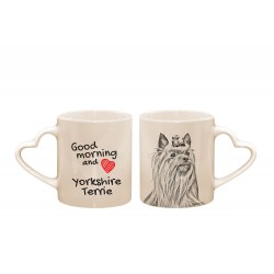 Yorkshire Terrier - a heart mug with a dog. "Good morning and love ...". High quality ceramic mug.