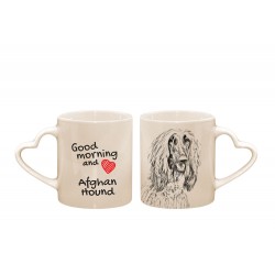 Afghan Hound - a heart mug with a dog. "Good morning and love ...". High quality ceramic mug.