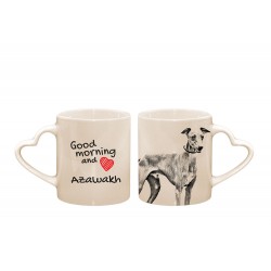 Azawakh - a heart mug with a dog. "Good morning and love ...". High quality ceramic mug.