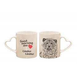 Chow chow - a heart mug with a dog. "Good morning and love ...". High quality ceramic mug.