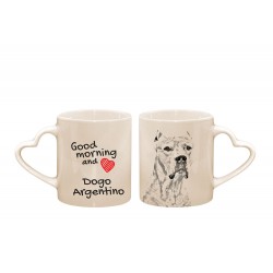 Argentine Dogo - a heart mug with a dog. "Good morning and love ...". High quality ceramic mug.