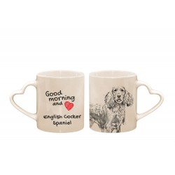 English Cocker Spaniel - a heart mug with a dog. "Good morning and love ...". High quality ceramic mug.