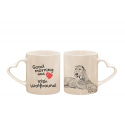Irish Wolfhound - a heart mug with a dog. "Good morning and love ...". High quality ceramic mug.