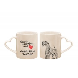 Kerry Blue Terrier - a heart mug with a dog. "Good morning and love ...". High quality ceramic mug.