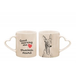 Pharaoh Hound - a heart mug with a dog. "Good morning and love ...". High quality ceramic mug.