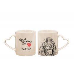 Setter - a heart mug with a dog. "Good morning and love ...". High quality ceramic mug.