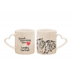 Cesky Terrier - a heart mug with a dog. "Good morning and love ...". High quality ceramic mug.