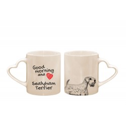 Sealyham terrier - une cœur tasse avec un chien. "Good morning and love". De haute qualité tasse en céramique.