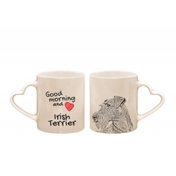 Irish terrier - a heart mug with a dog. "Good morning and love ...". High quality ceramic mug.