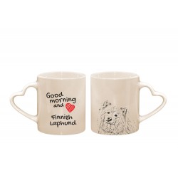 Finnish Lapphund - a heart mug with a dog. "Good morning and love ...". High quality ceramic mug.