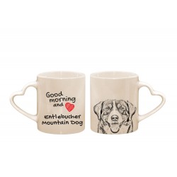 Bouvier de l'Entlebuch - une cœur tasse avec un chien. "Good morning and love". De haute qualité tasse en céramique.