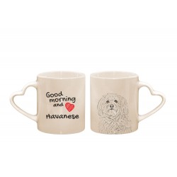 Bichon havanais - une cœur tasse avec un chien. "Good morning and love". De haute qualité tasse en céramique.