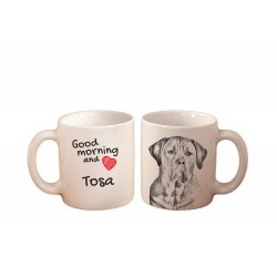 Tosa - ein Becher mit einem Hund. "Good morning and love ...". Hochwertige Keramik überfallen.