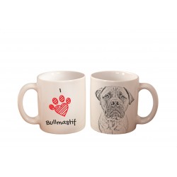 Bullmastif - kubek z wizerunkiem psa i napisem "I love...". Wysokiej jakości kubek ceramiczny.