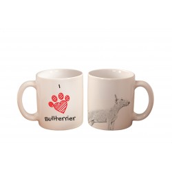 Bull terrier inglés - una taza con un perro. "I love...". Alta calidad taza de cerámica.