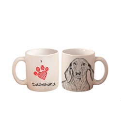 Perro salchicha - una taza con un perro. "I love...". Alta calidad taza de cerámica.