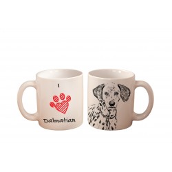 Dalmatyńczyk - kubek z wizerunkiem psa i napisem "I love...". Wysokiej jakości kubek ceramiczny.