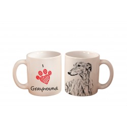 Grey Hound - a mug with a dog. "I love...". High quality ceramic mug.
