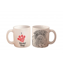 Shar Pei - kubek z wizerunkiem psa i napisem "I love...". Wysokiej jakości kubek ceramiczny.