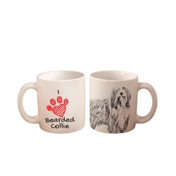 Collie barbudo - una taza con un perro. "I love...". Alta calidad taza de cerámica.
