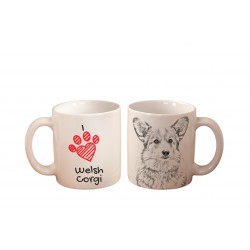 Welsh corgi cardigan - kubek z wizerunkiem psa i napisem "I love...". Wysokiej jakości kubek ceramiczny.