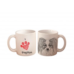 Papillon - a mug with a dog. "I love...". High quality ceramic mug.