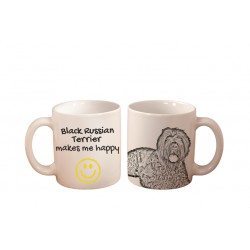 Terrier nero russo - una tazza con un cane. "... makes me happy". Di alta qualità tazza di ceramica.