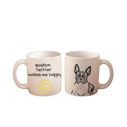 Terrier de Boston - une tasse avec un chien. "... makes me happy". De haute qualité tasse en céramique.