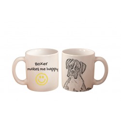 Bóxer alemán - una taza con un perro. "... makes me happy". Alta calidad taza de cerámica.
